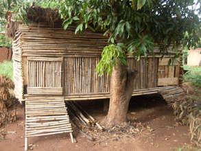 Newly constructed goats' house with local material