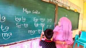 Timbangan Reading Camp at the board