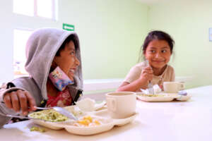 Children having breakfast