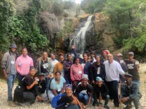 Thursday group takes a break at the waterfall