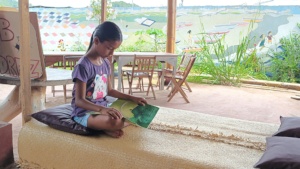 In the safety of the Library garden