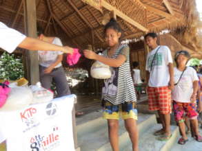 Distribution of food supplies and protective masks