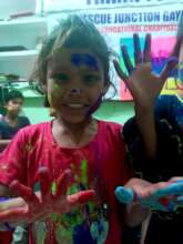 Student enjoying the festival of Holi!