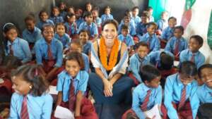 Supporter visits Village school (before Covid)