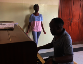Joy in singing lesson