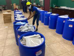 Packing 22 Barrels of Medical Supplies to Ship