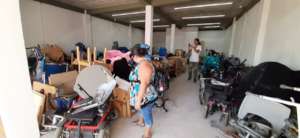 Filled with equipment ready to be donated