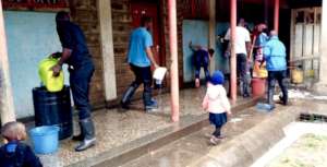 Gatoto School being cleaned for returning students