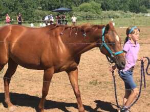 Molly teaching a girl to lead