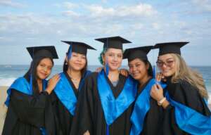Graduates at beach