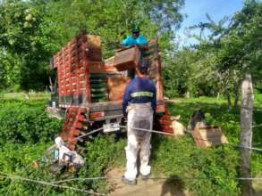 The truck with the first hives arriving!