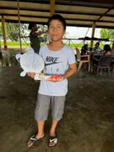 One of the participants with his sea turtle shell