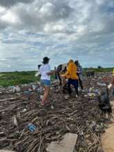 A beach cleanup at a sea turtle nesting beach