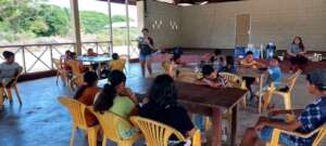 Children from Galibi listening to a story