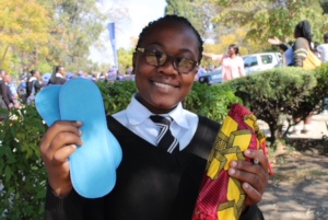 All smiles after receiving reusable sanitary pads