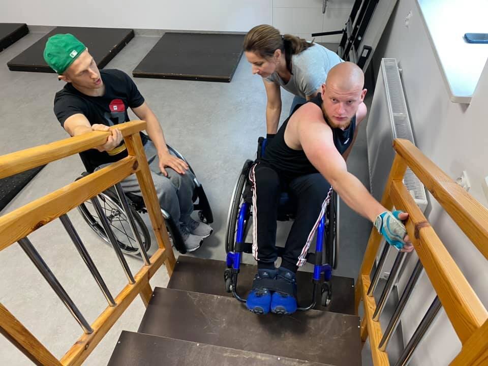 Learning how to climb stairs in a wheelchair