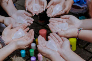 girls and adolescents with their menstrual cup.