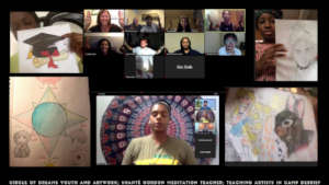 Artists and youth creative work on Zoom