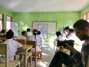 Filming in a local school