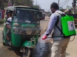 Spray Disinfectant at public places and vehicles.