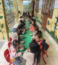 Children enjoying school lunch