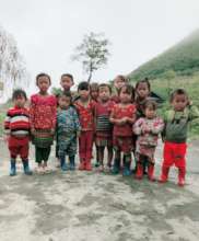Children in a bitter cold day