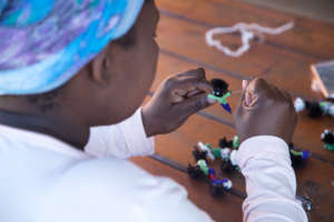 Making some of our beautiful handmade items!
