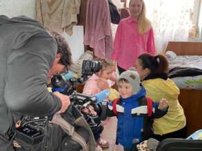 In shelter with reporter