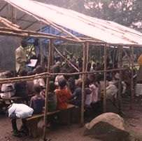 Street children taking class