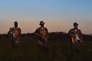 Anti-poaching unit on a foot patrol