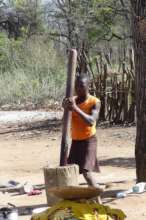 Shangaan woman pounding maize