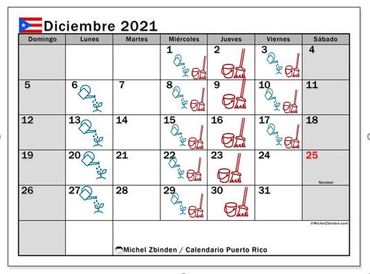 December 2021 Guanica Forest Activity Calendar