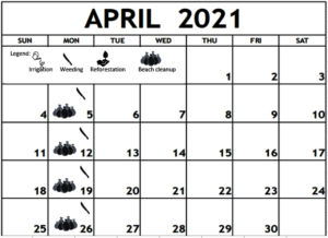 April 2021 Work shedule