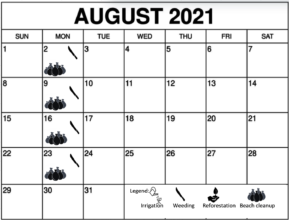 August 2021 Working schedule