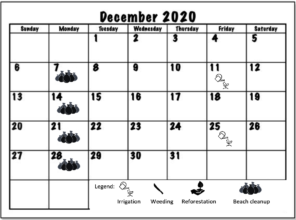 December 2020 Working schedule