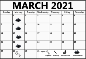 March 2021 Work shedule