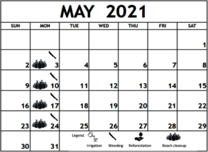 May 2021 Work shedule