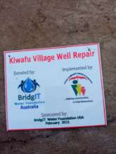 Plaque for Kiwafu Village Refurb Well
