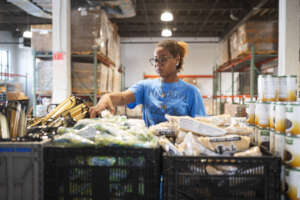 Packing food at The Hub