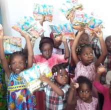 Section of the children with their packages