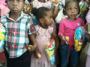 Section of children with their packages