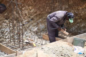 Pillars bases being prepared