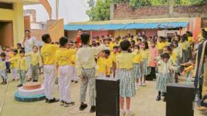 Daily morning prayer and Yoga with 100 students