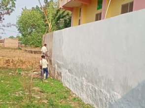 Plastering of outer wall in Keshwa Child Center