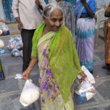 Dry ration kits gave a aged women