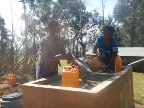 Using the new wash basins