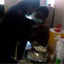 Babalwa getting vaccinated in Cape Town, SA