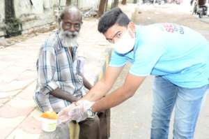 Feeding the needy homeless persons on the streets