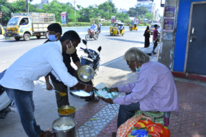 Food Donation for homeless elderly person streets