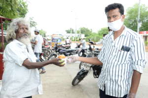 elderly person getting food donation best charity